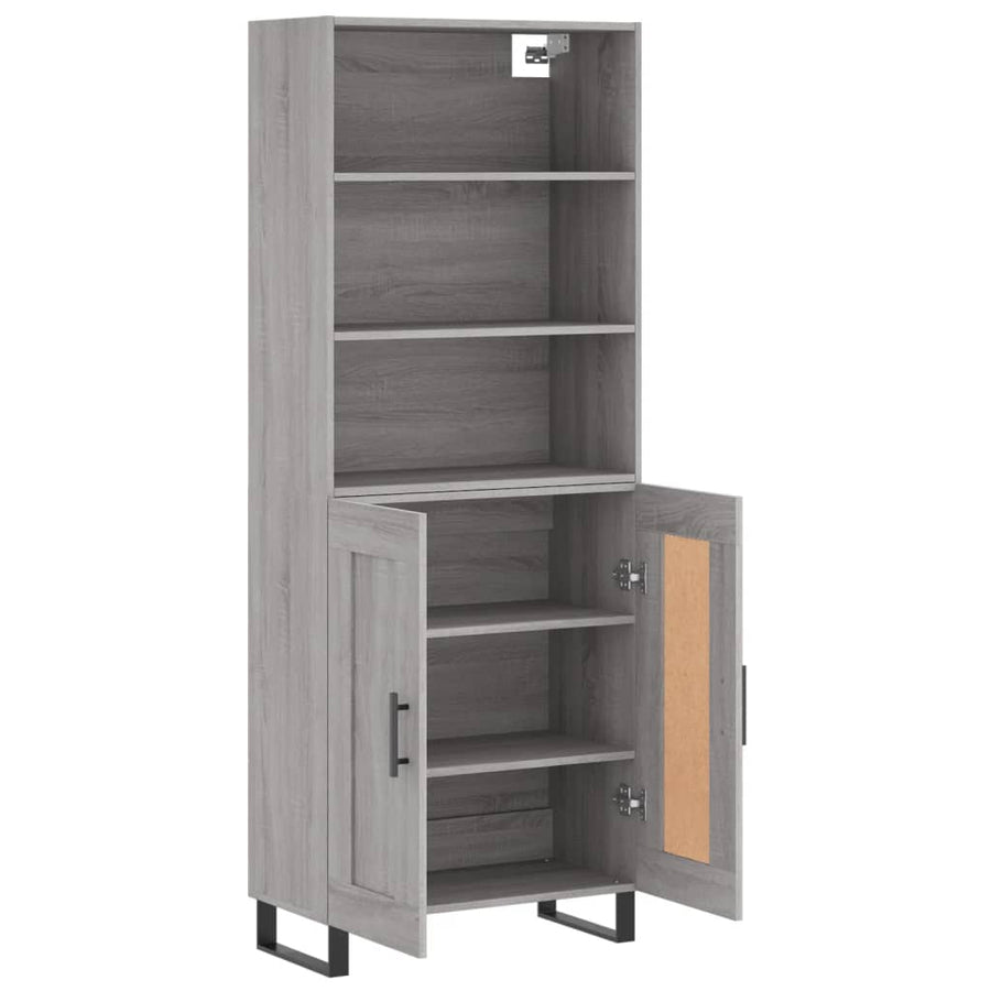 Hoge Kast 69,5X34X180 Cm Bewerkt Hout Eikenkleurig Grijs sonoma