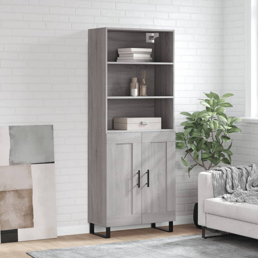 Hoge Kast 69,5X34X180 Cm Bewerkt Hout Eikenkleurig Grijs sonoma