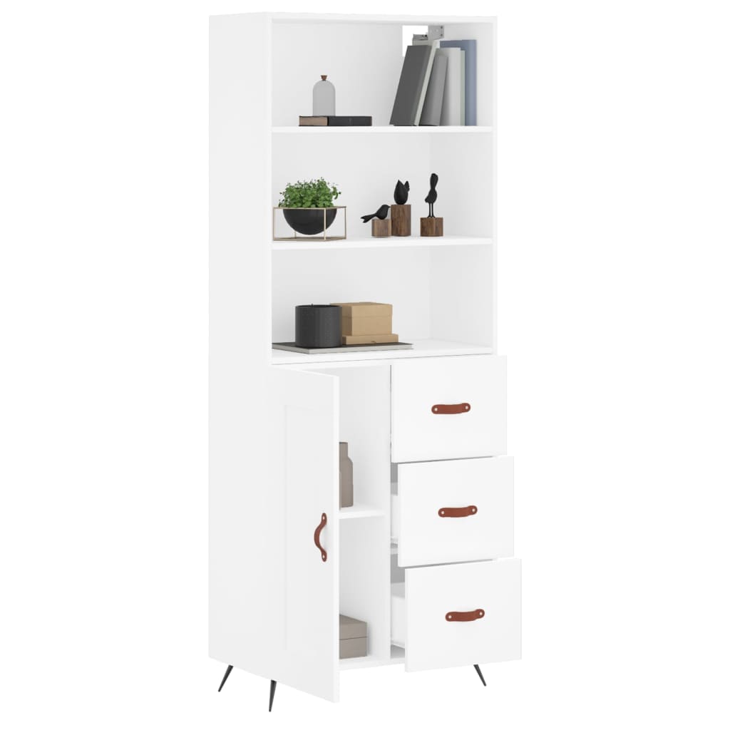 Hoge Kast 69,5X34X180 Cm Bewerkt Hout Wit