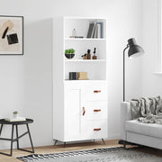 Tall cabinet 69.5x34x180 cm engineered wood white