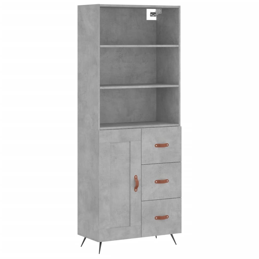Hoge Kast 69,5X34X180 Cm Bewerkt Hout Betongrijs