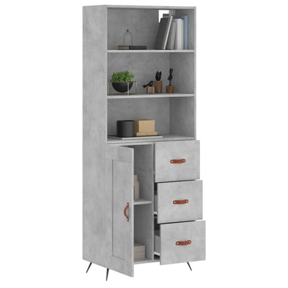 Hoge Kast 69,5X34X180 Cm Bewerkt Hout Betongrijs