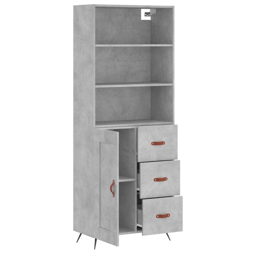 Hoge Kast 69,5X34X180 Cm Bewerkt Hout Betongrijs