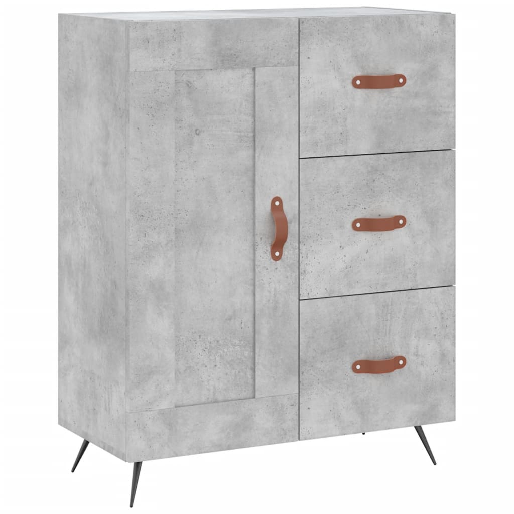Hoge Kast 69,5X34X180 Cm Bewerkt Hout Betongrijs