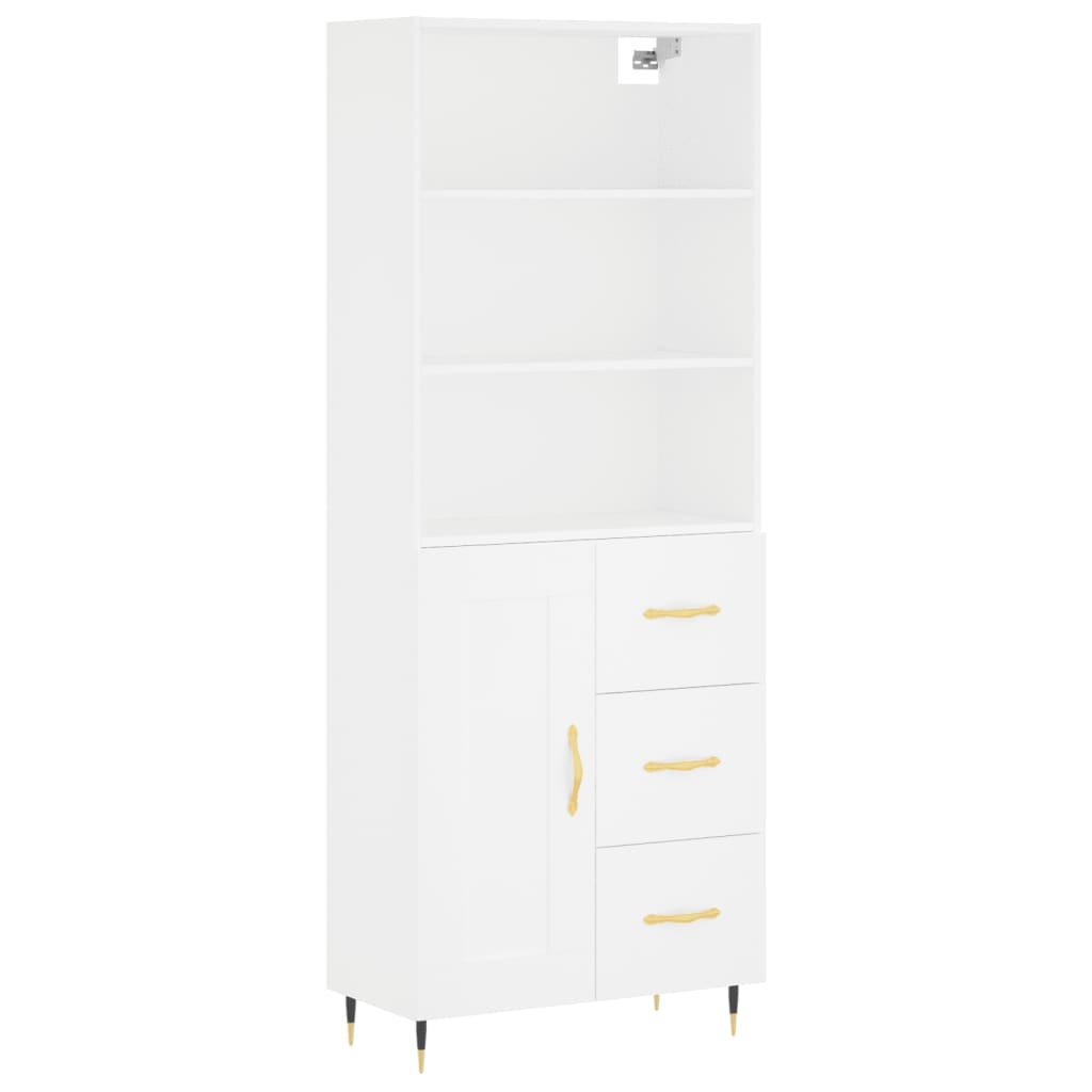 Hoge Kast 69,5X34X180 Cm Bewerkt Hout Wit