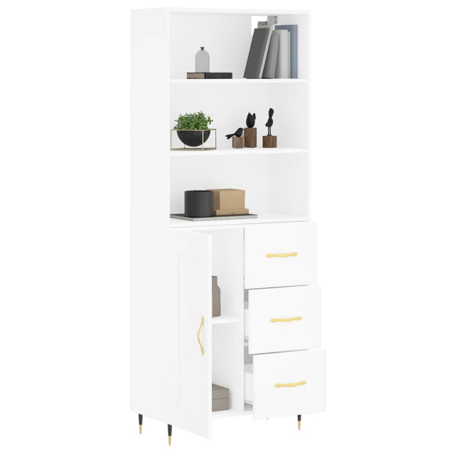 Hoge Kast 69,5X34X180 Cm Bewerkt Hout Wit