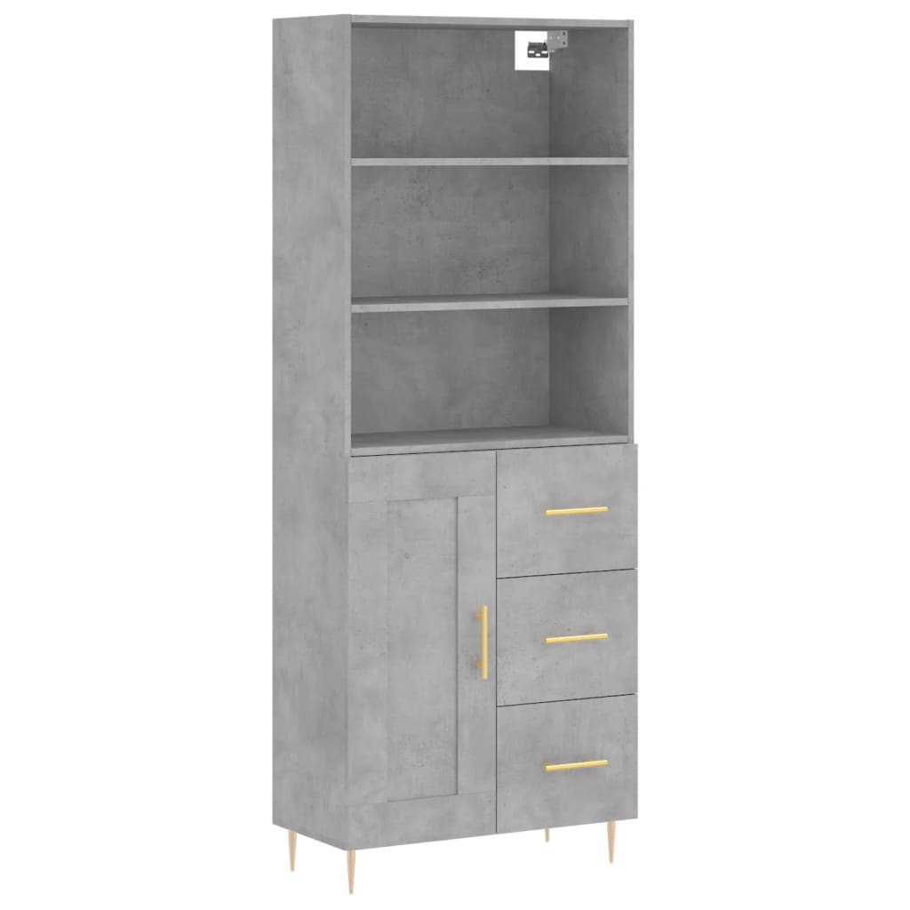 Hoge Kast 69,5X34X180 Cm Bewerkt Hout Betongrijs