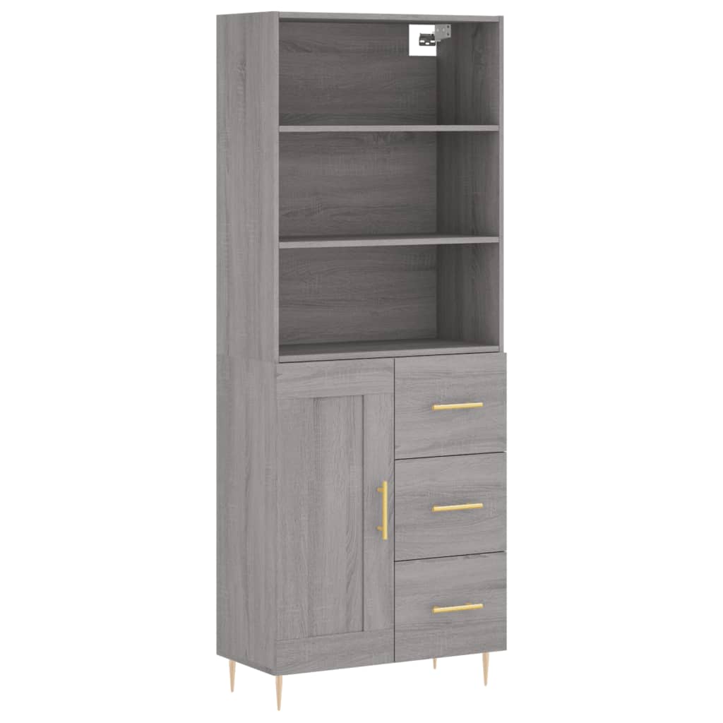 Hoge Kast 69,5X34X180 Cm Bewerkt Hout Eikenkleurig 1