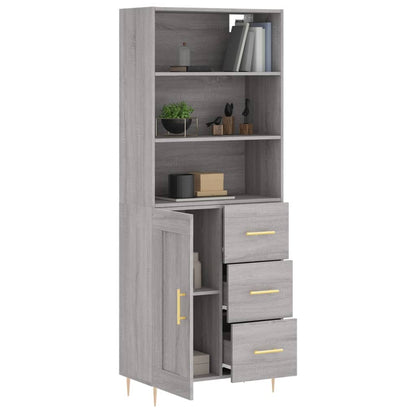 Hoge Kast 69,5X34X180 Cm Bewerkt Hout Eikenkleurig 1