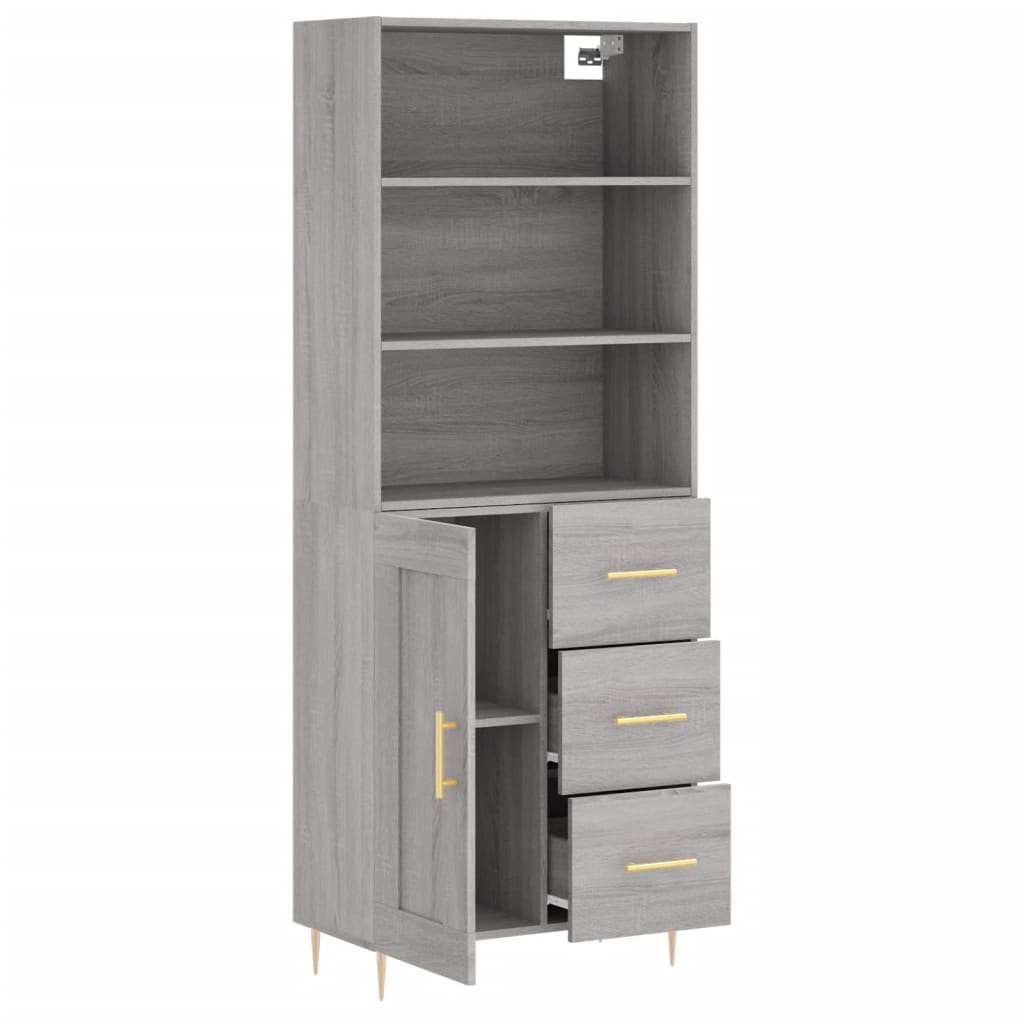 Hoge Kast 69,5X34X180 Cm Bewerkt Hout Eikenkleurig 1