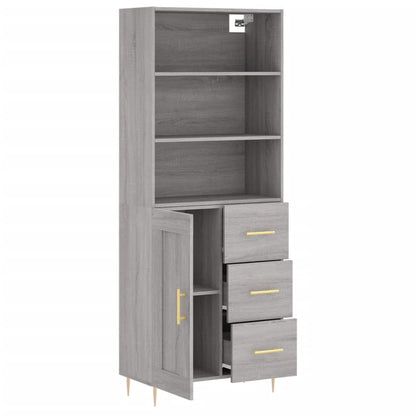 Hoge Kast 69,5X34X180 Cm Bewerkt Hout Eikenkleurig 1