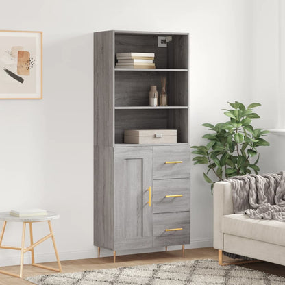 Hoge Kast 69,5X34X180 Cm Bewerkt Hout Eikenkleurig 1