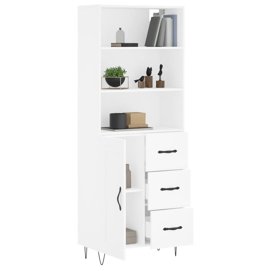 Hoge Kast 69,5X34X180 Cm Bewerkt Hout Wit