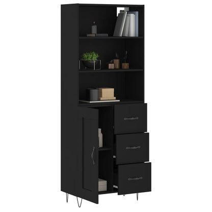 Hoge Kast 69,5X34X180 Cm Bewerkt Hout Zwart