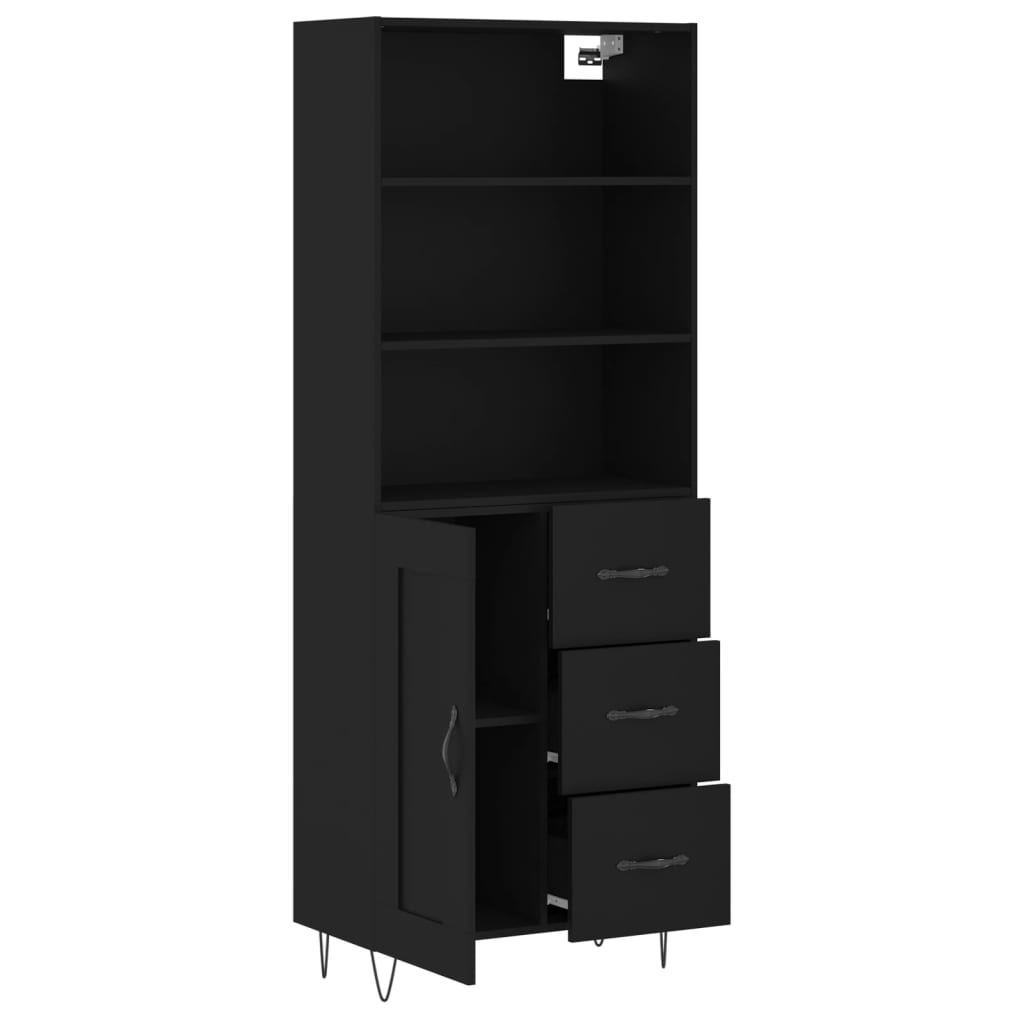 Hoge Kast 69,5X34X180 Cm Bewerkt Hout Zwart