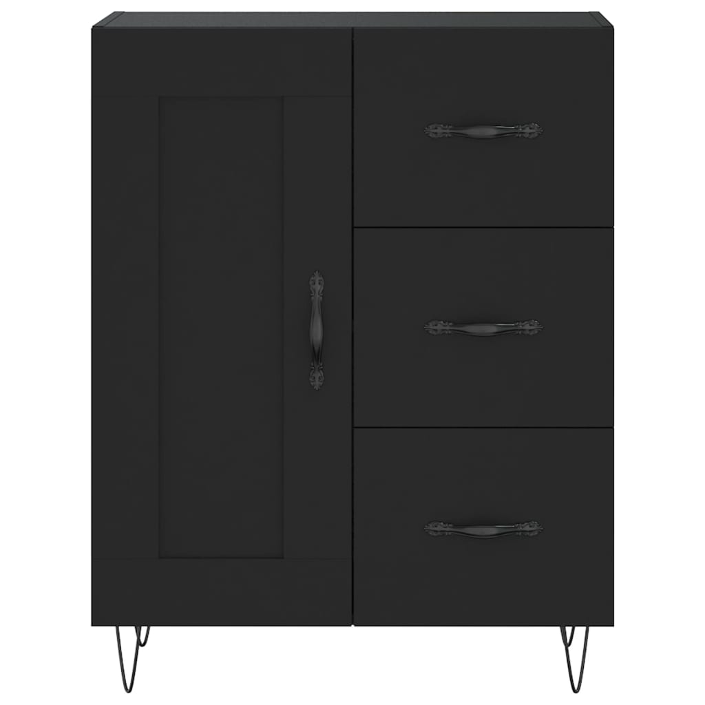 Hoge Kast 69,5X34X180 Cm Bewerkt Hout Zwart