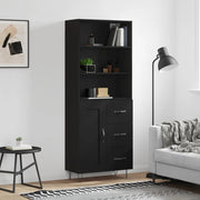 Hoge kast 69,5x34x180 cm zwart bewerkt hout