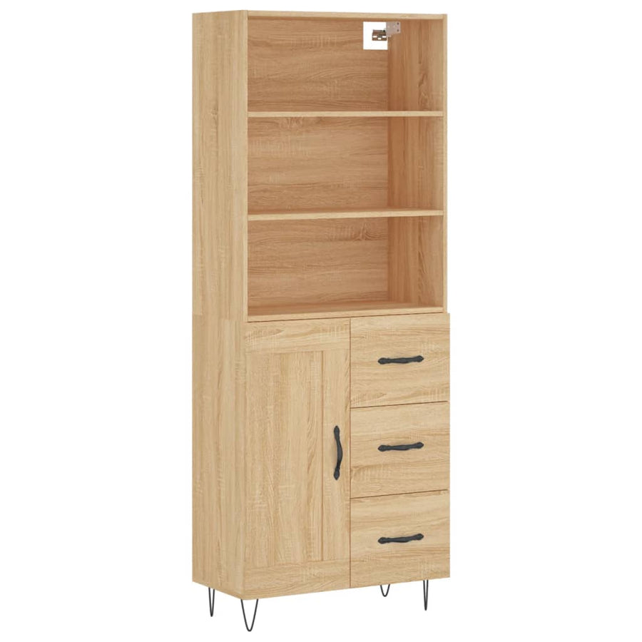 Hoge Kast 69,5X34X180 Cm Bewerkt Hout Kleurig Sonoma eiken