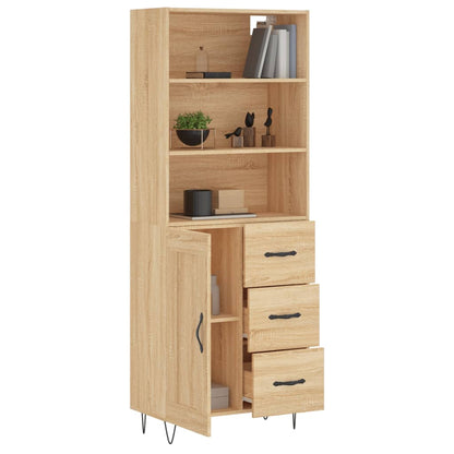 Hoge Kast 69,5X34X180 Cm Bewerkt Hout Kleurig Sonoma eiken