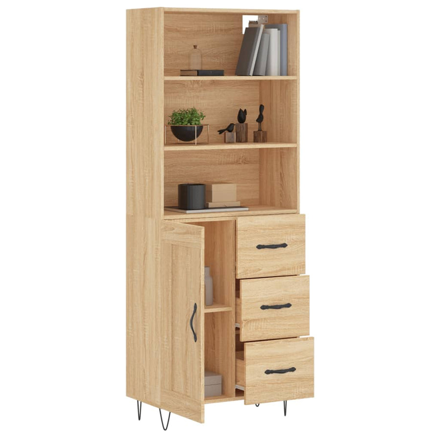 Hoge Kast 69,5X34X180 Cm Bewerkt Hout Kleurig Sonoma eiken