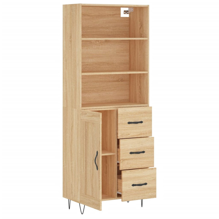 Hoge Kast 69,5X34X180 Cm Bewerkt Hout Kleurig Sonoma eiken