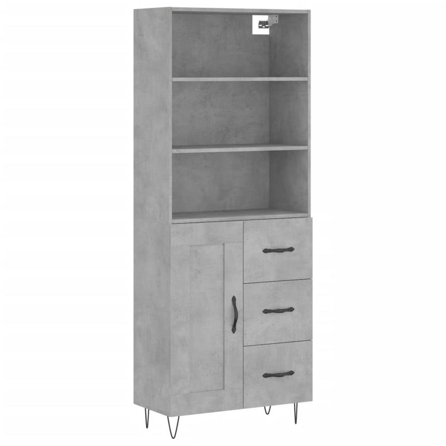 Hoge Kast 69,5X34X180 Cm Bewerkt Hout Betongrijs