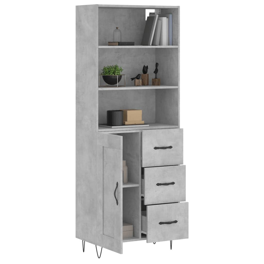 Hoge Kast 69,5X34X180 Cm Bewerkt Hout Betongrijs