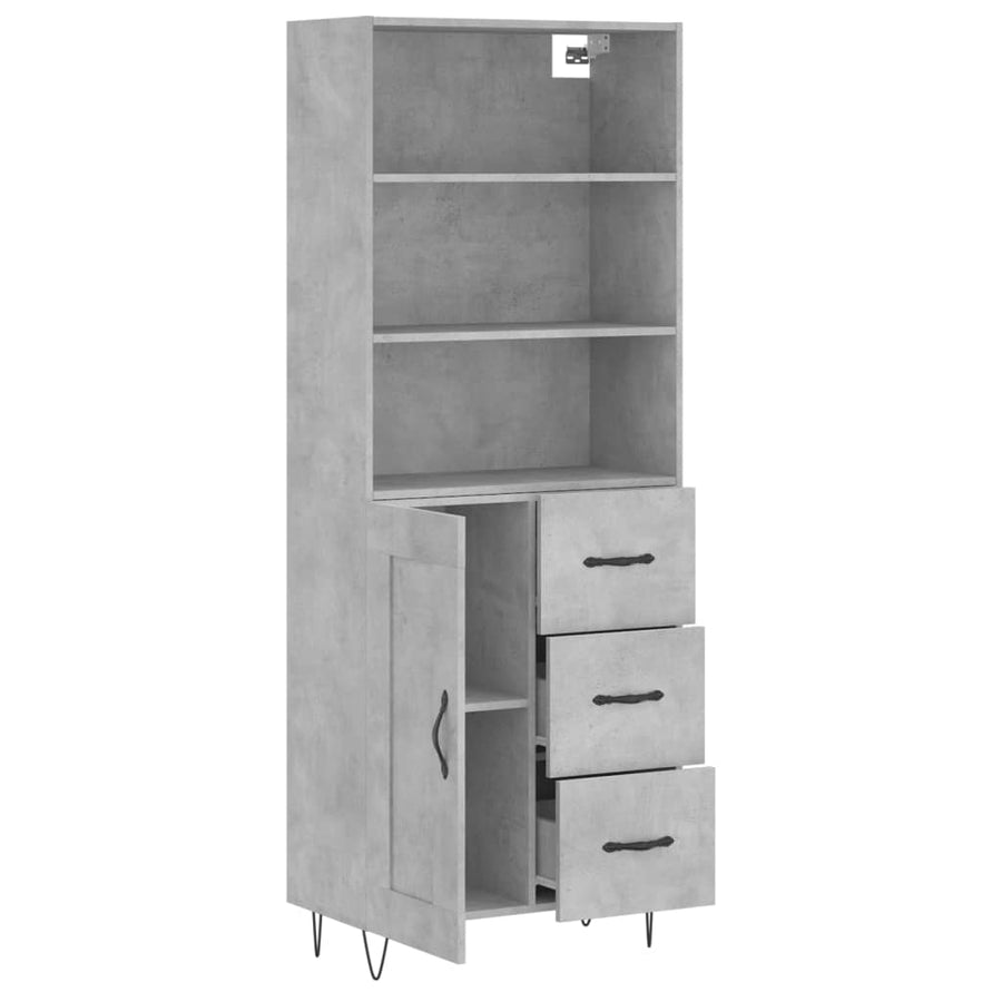 Hoge Kast 69,5X34X180 Cm Bewerkt Hout Betongrijs