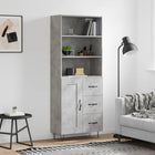 Hoge kast 180x69,5x34 cm bewerkt hout betongrijs