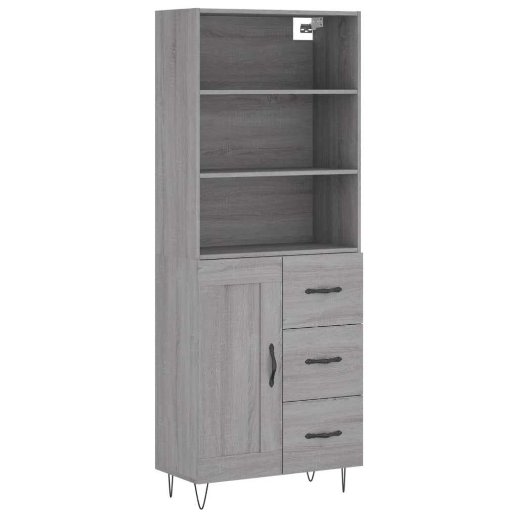 Hoge Kast 69,5X34X180 Cm Bewerkt Hout Eikenkleurig Grijs sonoma
