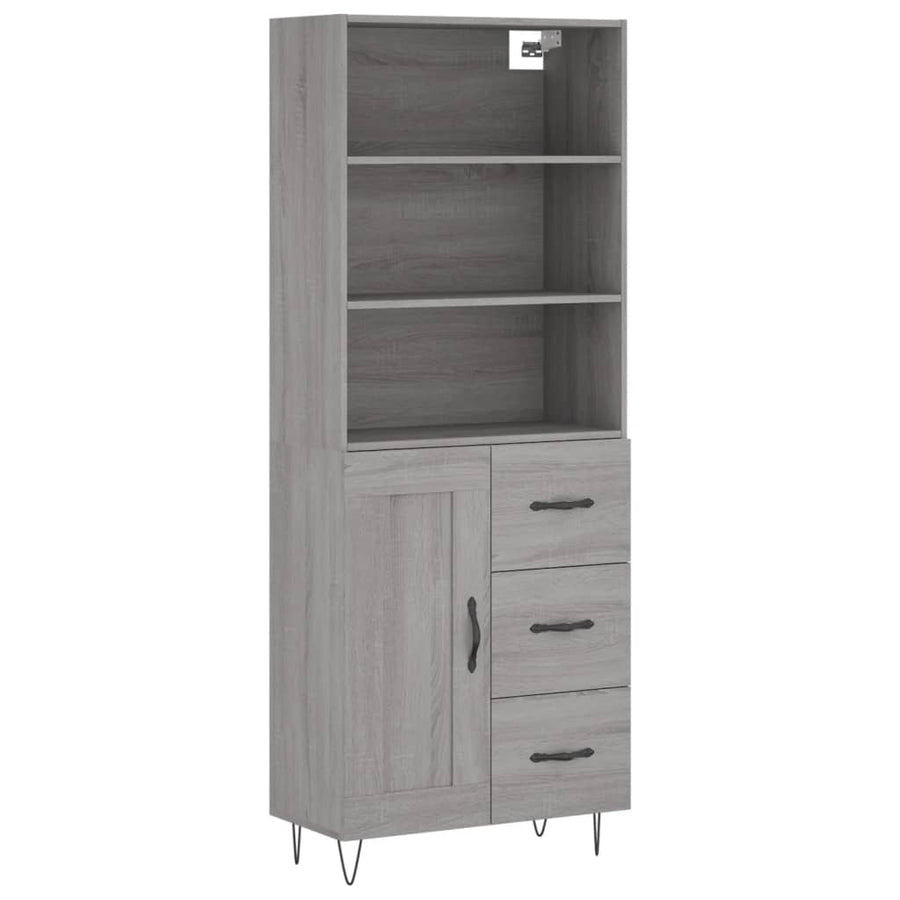 Hoge Kast 69,5X34X180 Cm Bewerkt Hout Eikenkleurig Grijs sonoma