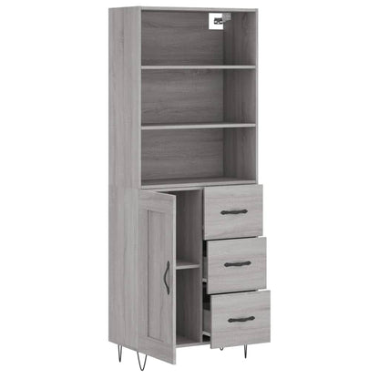 Hoge Kast 69,5X34X180 Cm Bewerkt Hout Eikenkleurig Grijs sonoma