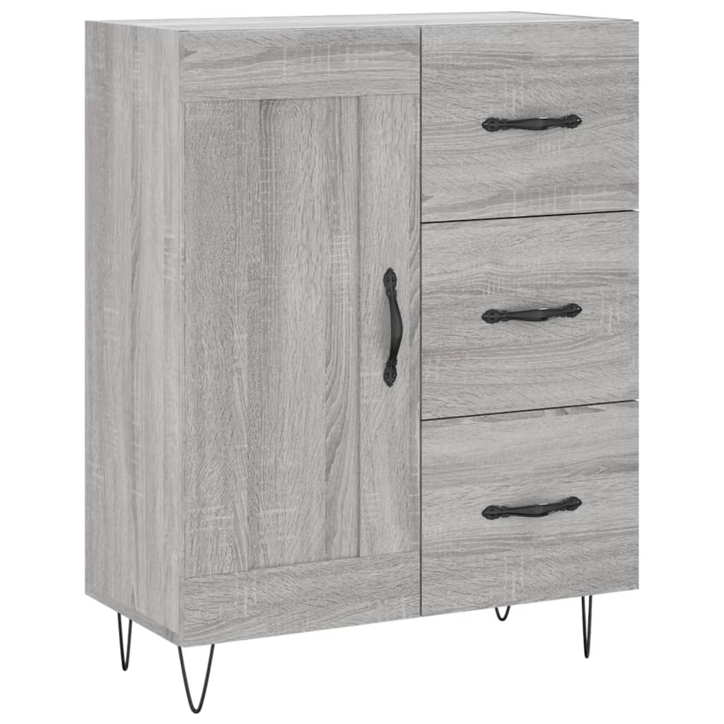 Hoge Kast 69,5X34X180 Cm Bewerkt Hout Eikenkleurig Grijs sonoma