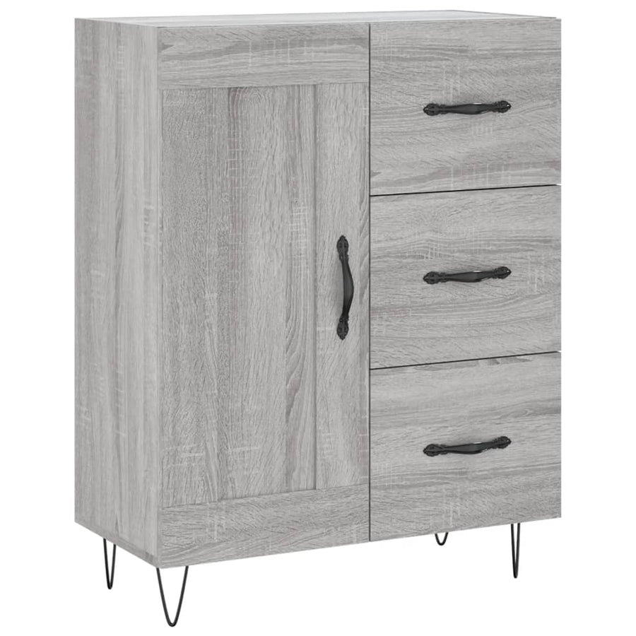 Hoge Kast 69,5X34X180 Cm Bewerkt Hout Eikenkleurig Grijs sonoma