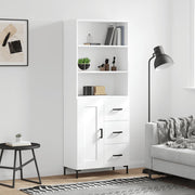 Hoge kast 69,5x34x180 cm bewerkt hout wit