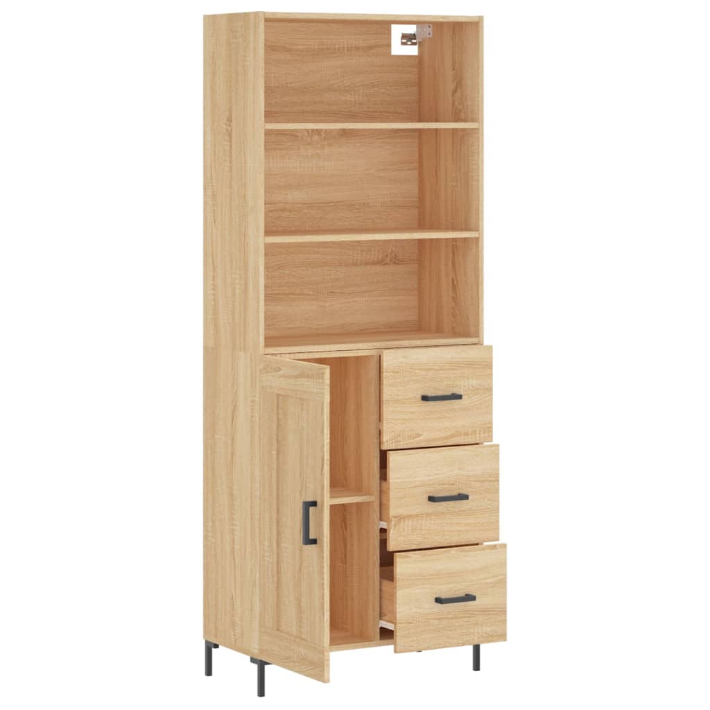 Hoge Kast 69,5X34X180 Cm Bewerkt Hout Kleurig Sonoma eiken