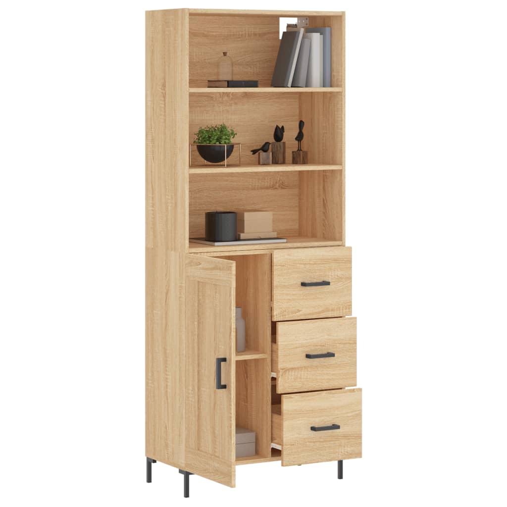 Hoge Kast 69,5X34X180 Cm Bewerkt Hout Kleurig Sonoma eiken