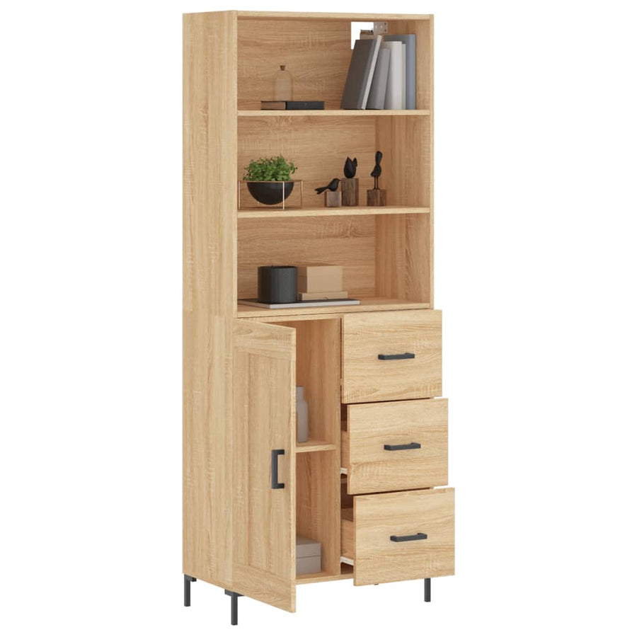 Hoge Kast 69,5X34X180 Cm Bewerkt Hout Kleurig Sonoma eiken