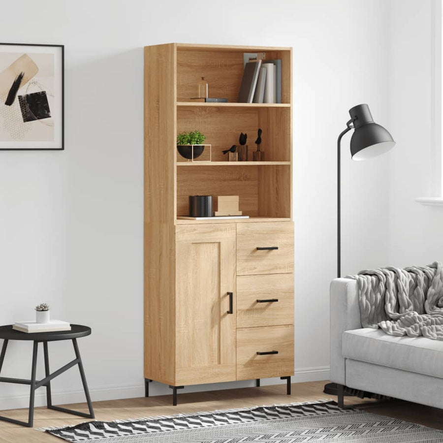 Hoge Kast 69,5X34X180 Cm Bewerkt Hout Kleurig Sonoma eiken
