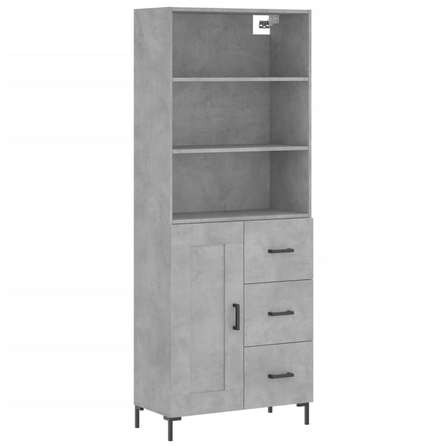 Hoge Kast 69,5X34X180 Cm Bewerkt Hout Betongrijs