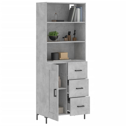 Hoge Kast 69,5X34X180 Cm Bewerkt Hout Betongrijs