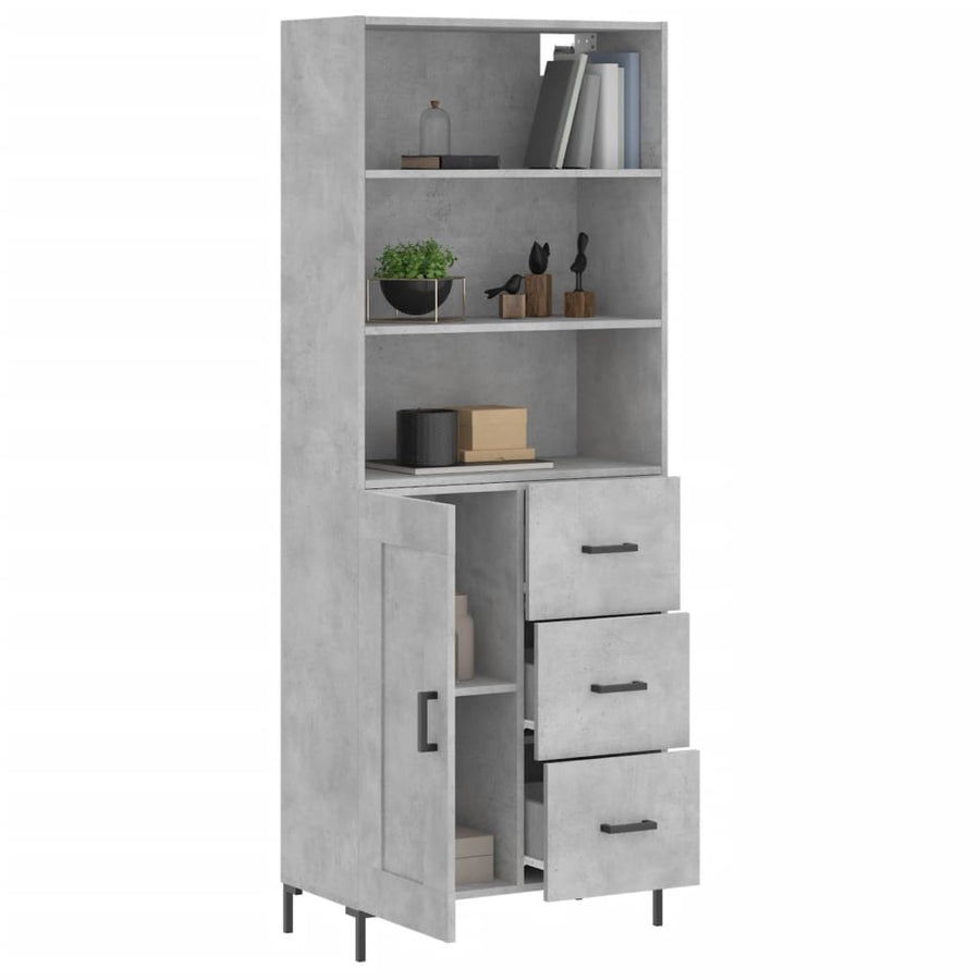 Hoge Kast 69,5X34X180 Cm Bewerkt Hout Betongrijs