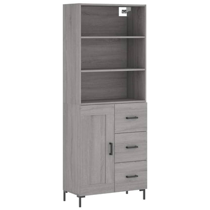 Hoge Kast 69,5X34X180 Cm Bewerkt Hout Eikenkleurig Grijs sonoma