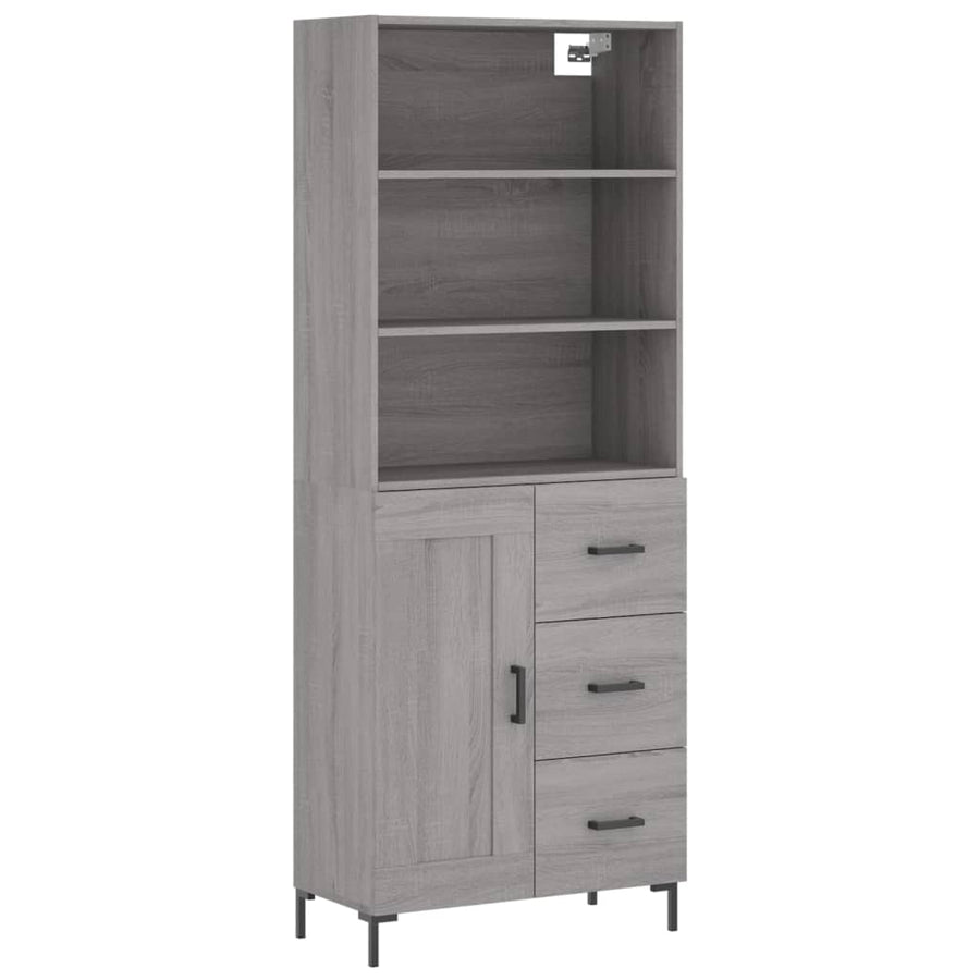 Hoge Kast 69,5X34X180 Cm Bewerkt Hout Eikenkleurig Grijs sonoma