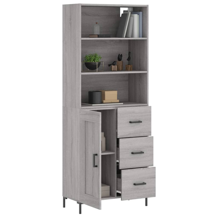 Hoge Kast 69,5X34X180 Cm Bewerkt Hout Eikenkleurig Grijs sonoma