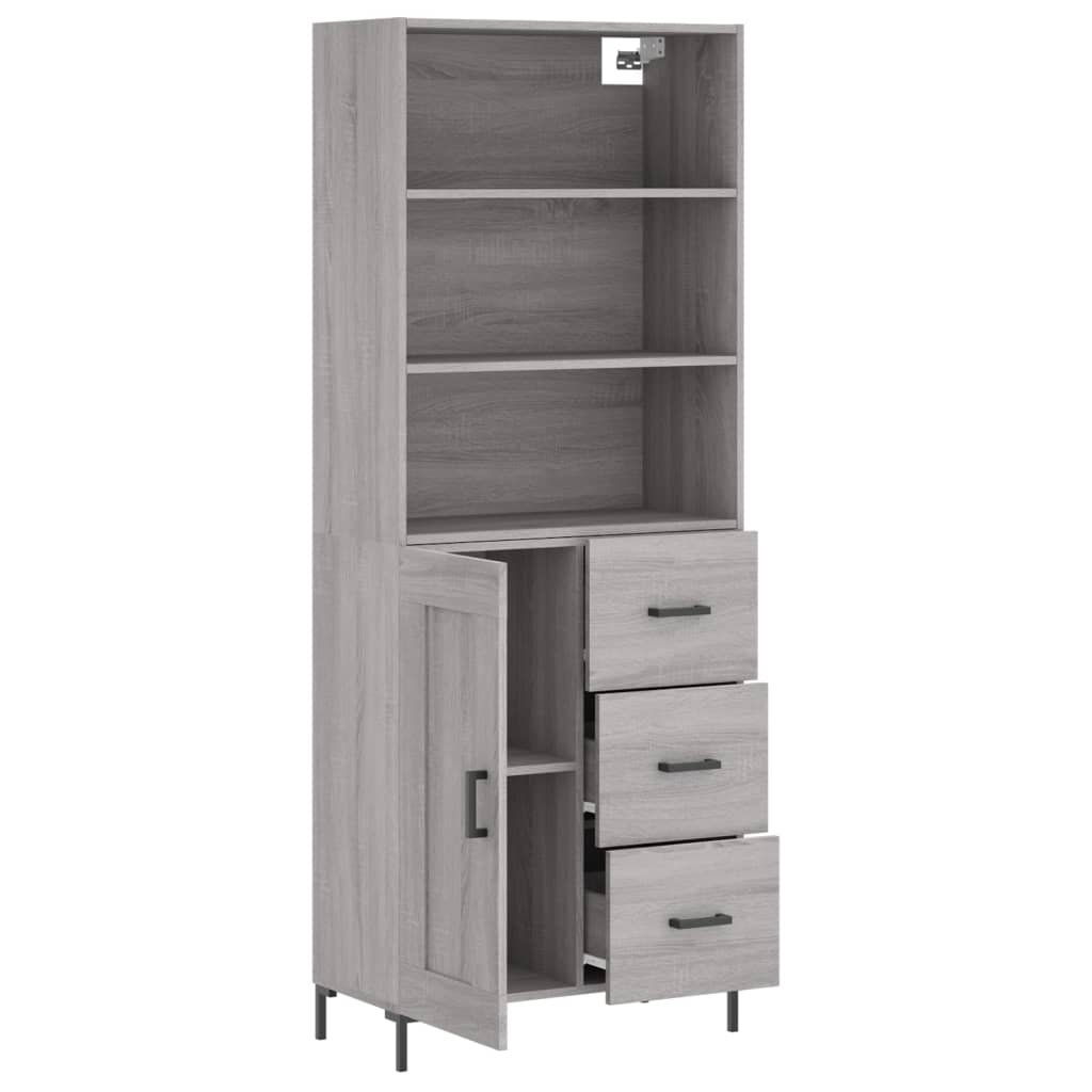 Hoge Kast 69,5X34X180 Cm Bewerkt Hout Eikenkleurig Grijs sonoma