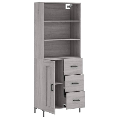 Hoge Kast 69,5X34X180 Cm Bewerkt Hout Eikenkleurig Grijs sonoma