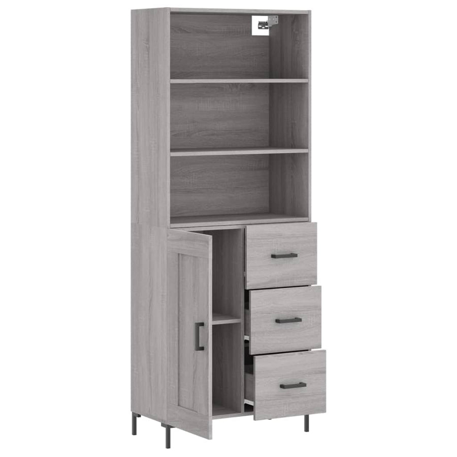 Hoge Kast 69,5X34X180 Cm Bewerkt Hout Eikenkleurig Grijs sonoma