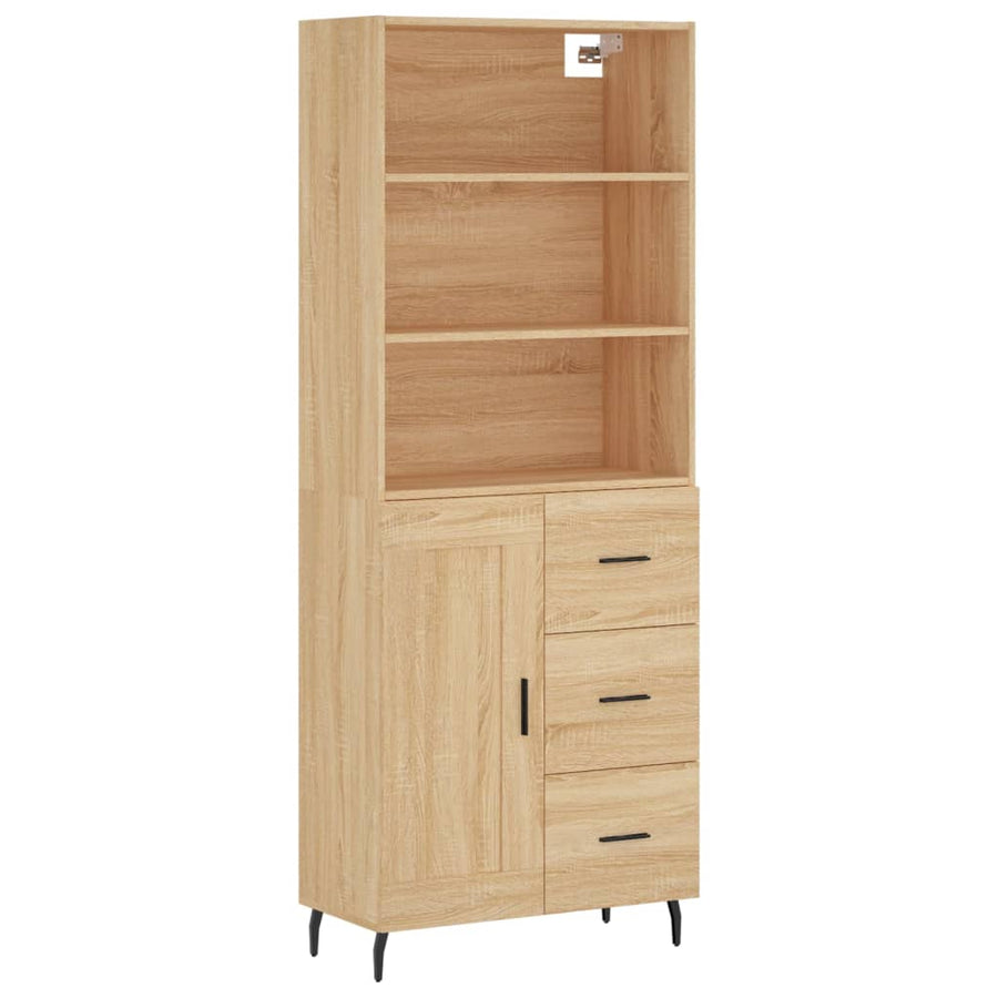 Hoge Kast 69,5X34X180 Cm Bewerkt Hout Kleurig Sonoma eiken