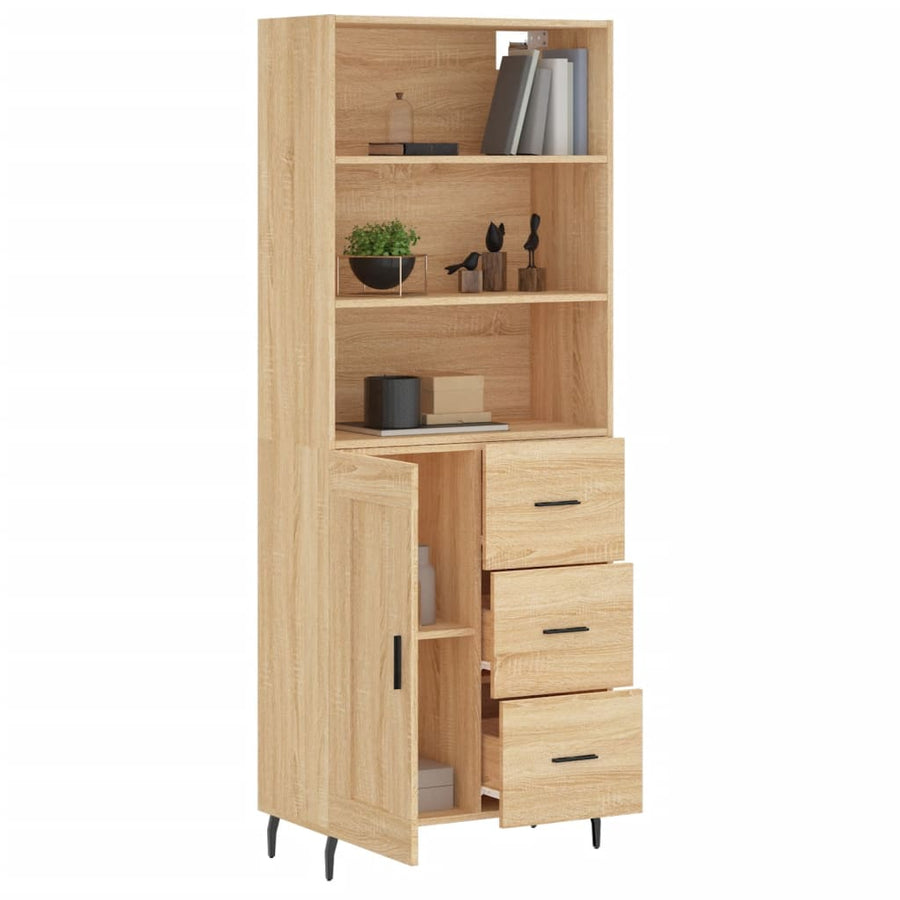 Hoge Kast 69,5X34X180 Cm Bewerkt Hout Kleurig Sonoma eiken